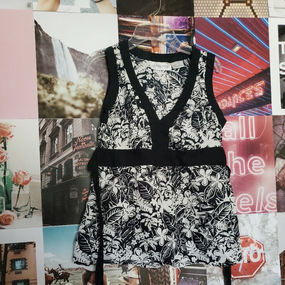 Black and white Floral Blouse.